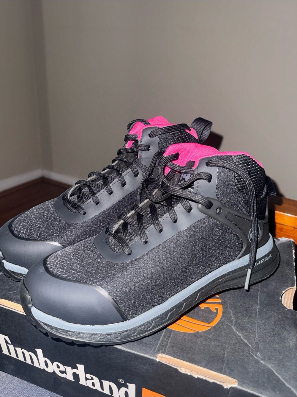 Timberland PRO Women’s Black and Pink Lace-Up Work Boots